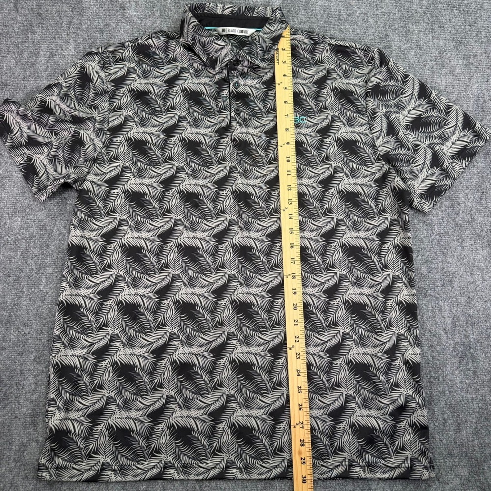 Black Clover Polo Shirt Mens XL Black Palm Leaf Live Lucky Golf Performance - Picture 6 of 10